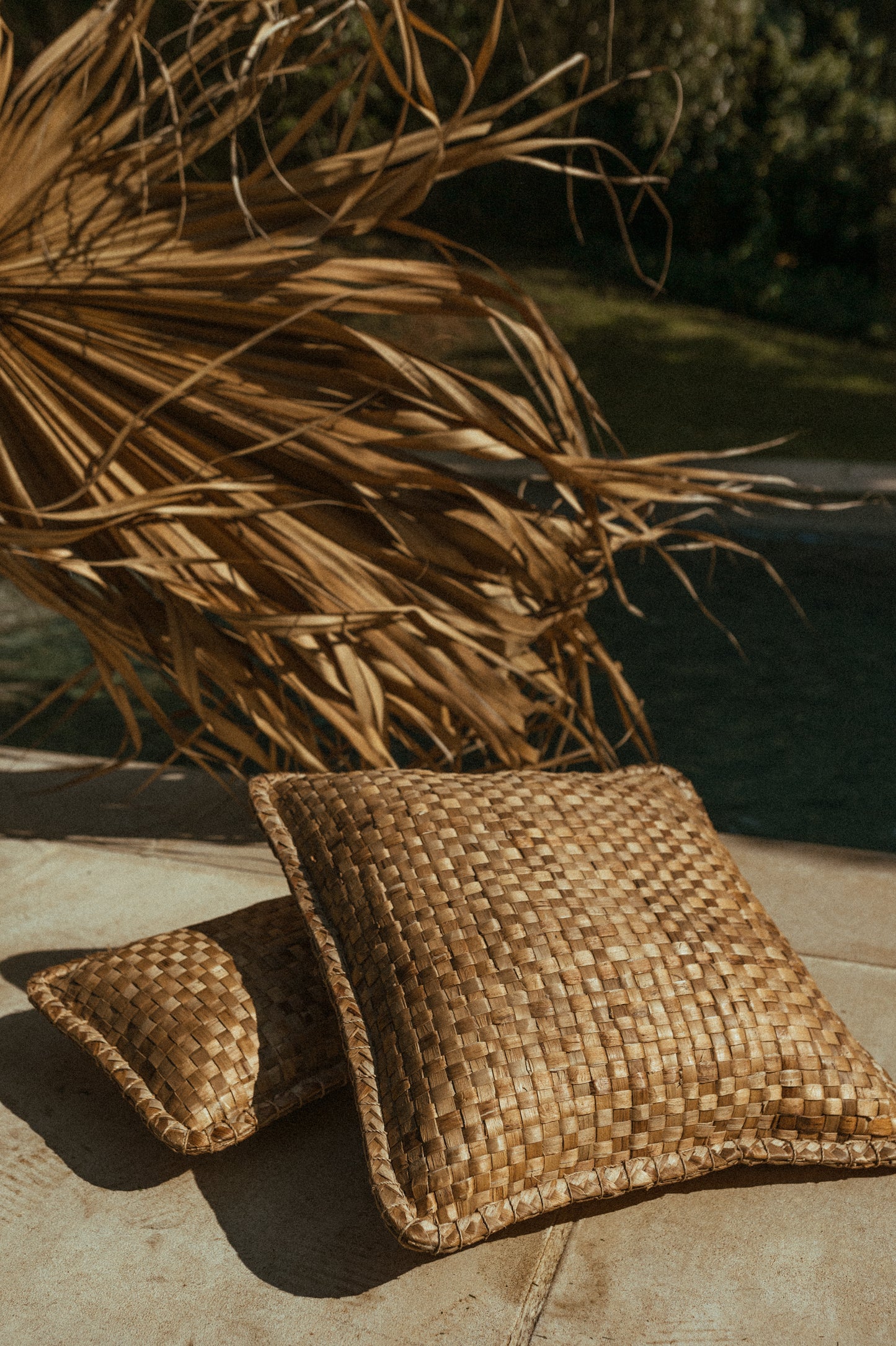 Woven Raffia Palm Cushion